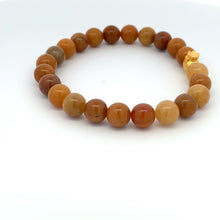 Load image into Gallery viewer, 24K Gold Money Bag Lucky Charm Bracelet Gemstones Natural Golden Jade 8mm - Rafant
