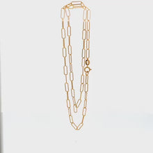 Load and play video in Gallery viewer, 18K Yellow Gold Necklace Chain Paperclip Small Link Size 15.75 inches 1.38 grams
