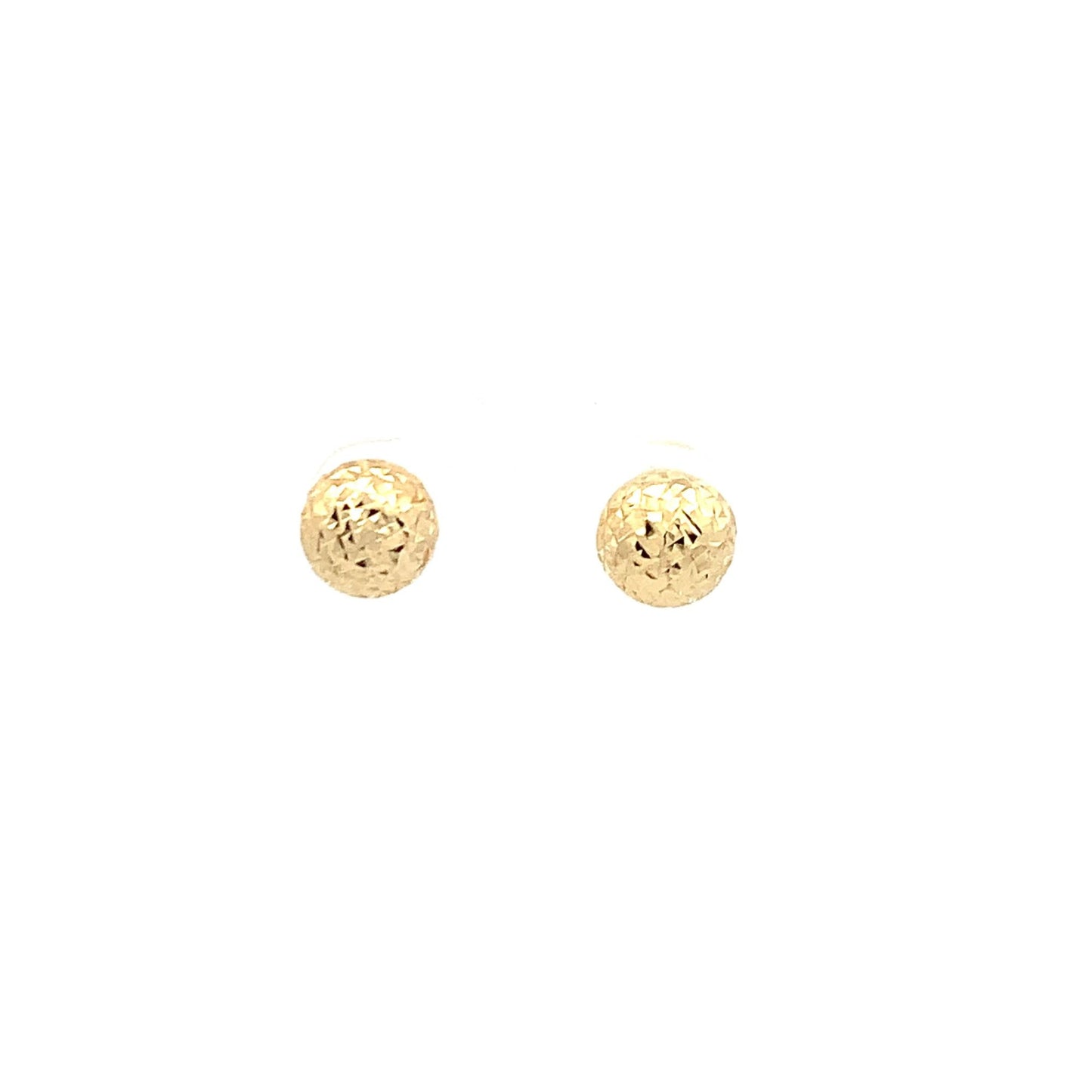 18K Yellow Gold Earrings Stud Ball Textured 1.44 grams - Rafant