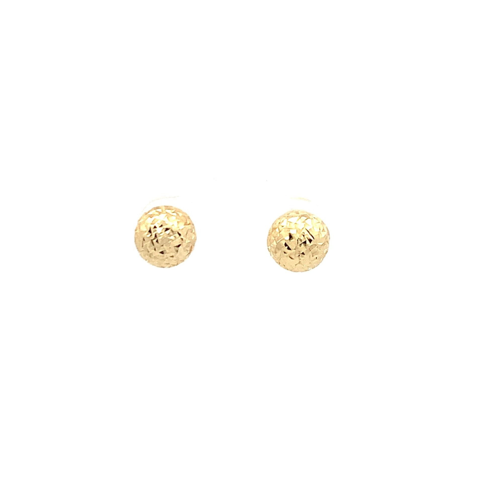 18K Yellow Gold Earrings Stud Ball Textured 1.44 grams - Rafant
