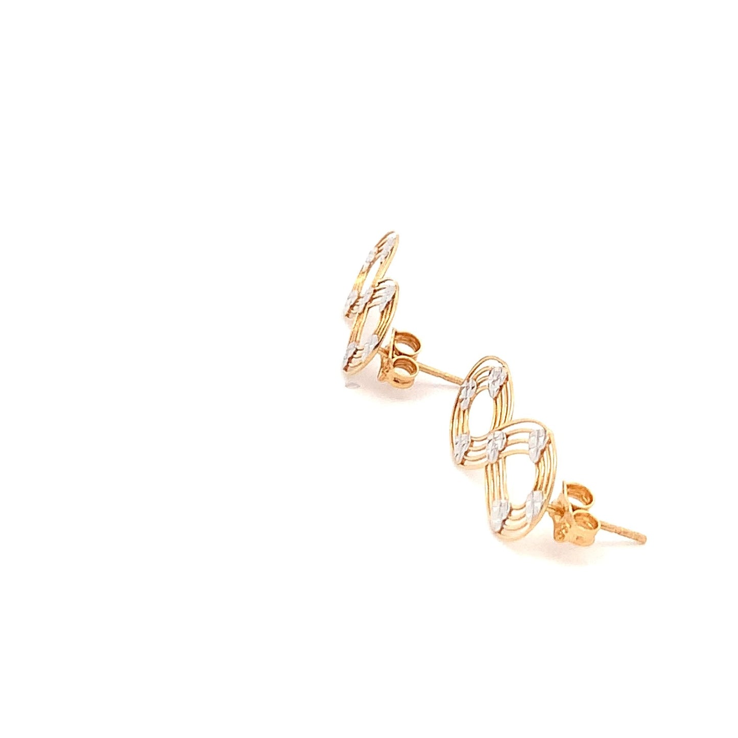 18K Gold Earrings Infinity Post White Yellow Gold 2.12 grams - Rafant