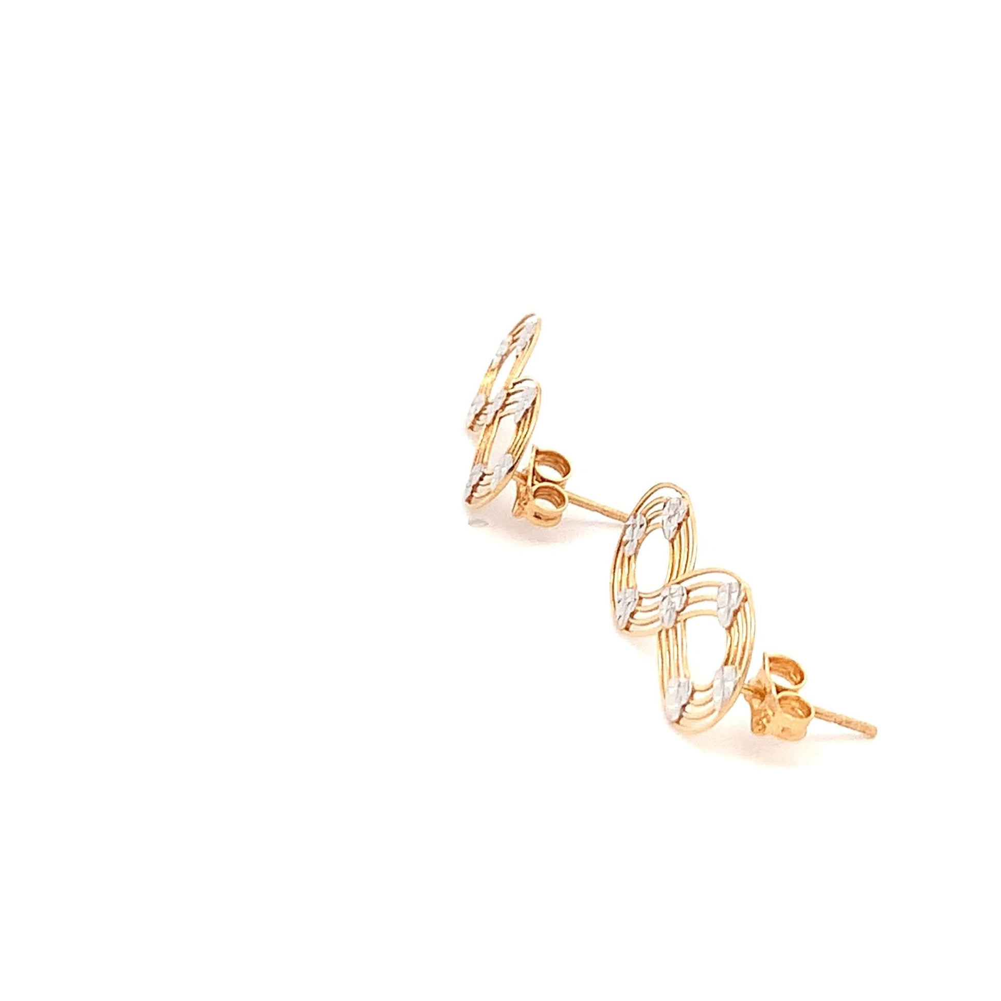 18K Gold Earrings Infinity Post White Yellow Gold 2.12 grams - Rafant