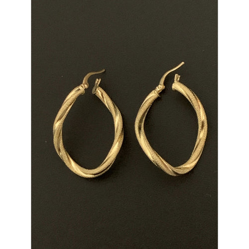 18K Gold Earrings Hoops Loops Twisted 1.96 grams - Rafant