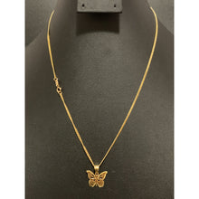 Load image into Gallery viewer, 18K Gold Necklace Chain 17.75 inches with Butterfly Pendant 2.68 grams - Rafant
