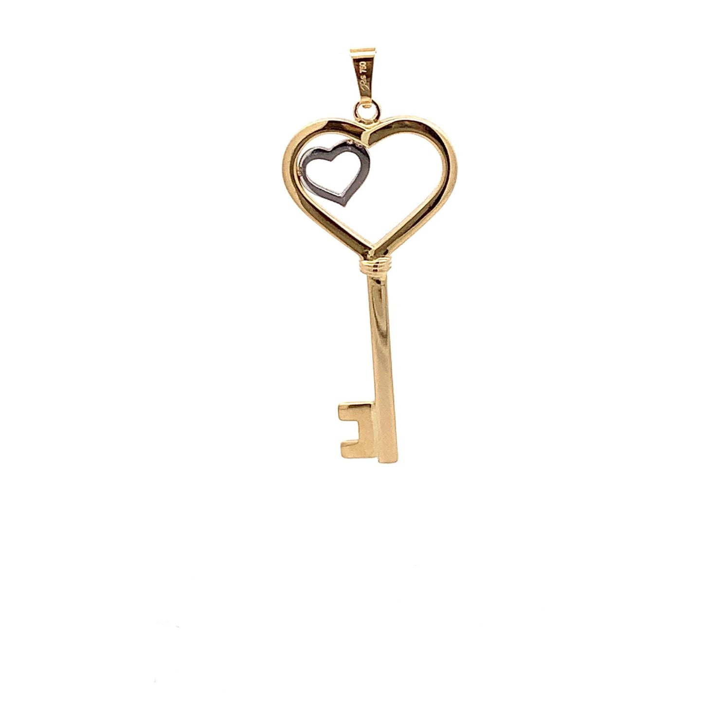 18K Yellow Gold Pendant Key Heart 1.59 grams - Rafant
