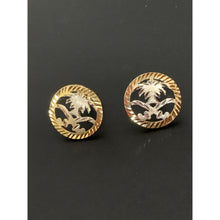 Load image into Gallery viewer, 18K Gold Earrings Stud Round Circle 2.27 grams White Yellow Gold - Rafant
