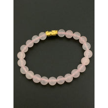 Load image into Gallery viewer, 24K Gold Piyao Pixiu Lucky Charm Bracelet Rose Quartz Gemstones - Rafant

