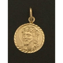 Load image into Gallery viewer, 18K Yellow Gold Pendant Round Circle Jesus Christ Face - Rafant
