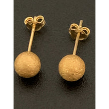 Load image into Gallery viewer, 18K Gold Earrings Stud Ball Frosted Matte 0.85 grams - Rafant
