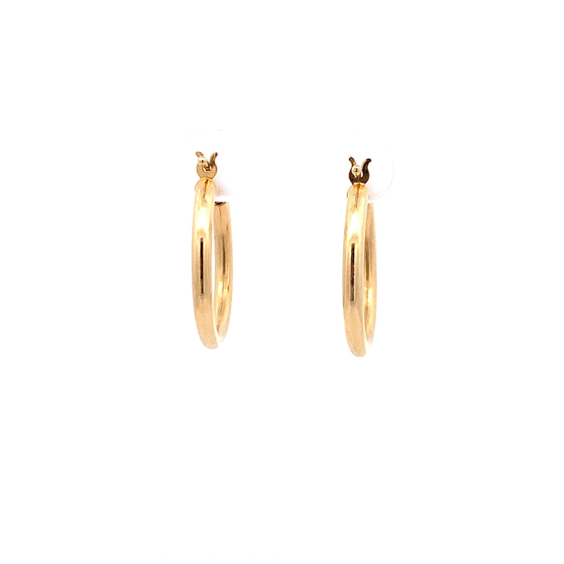 18K Yellow Gold Earrings Hoops Small Plain 2.02 grams - Rafant