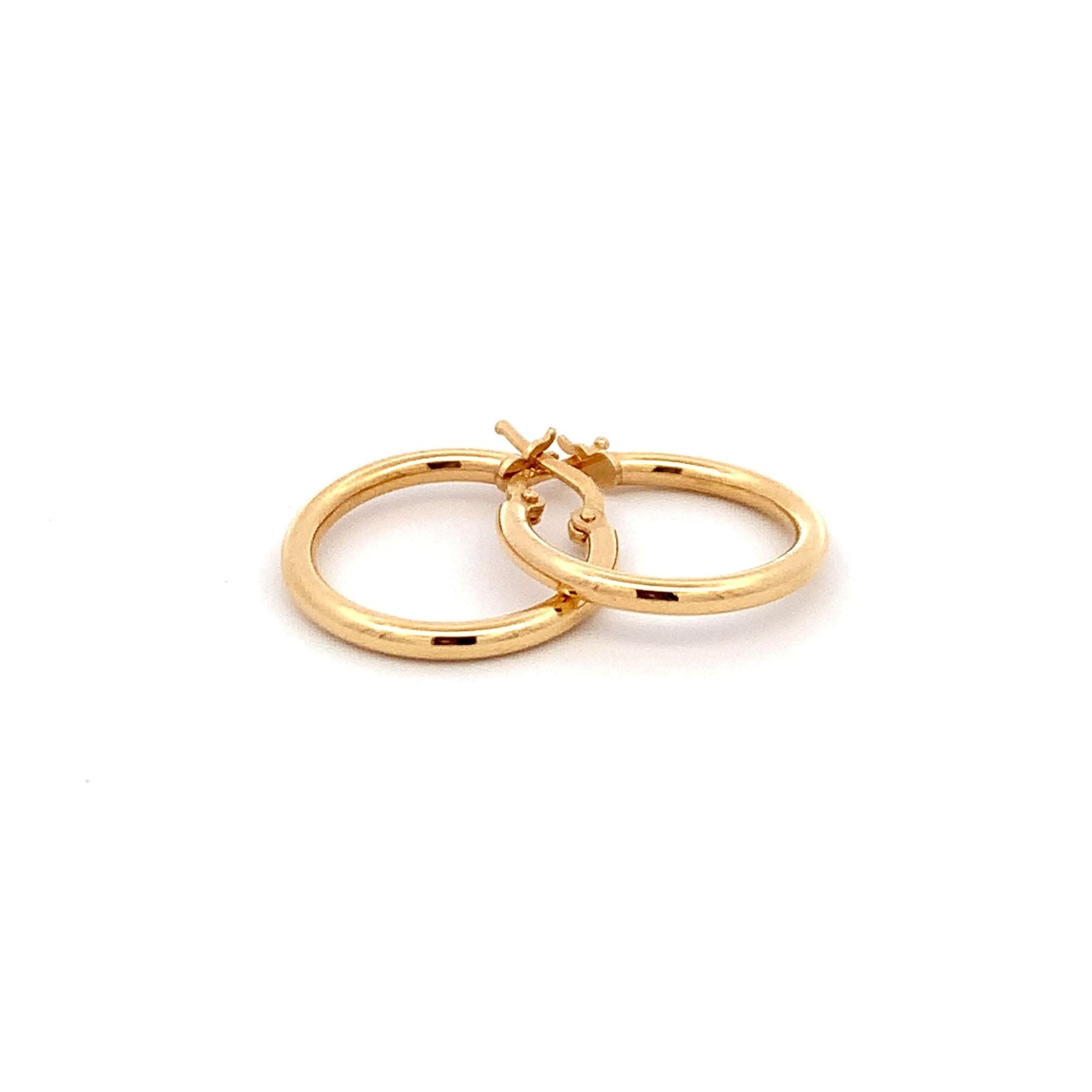 18K Yellow Gold Earrings Hoops Small Plain 2.02 grams - Rafant