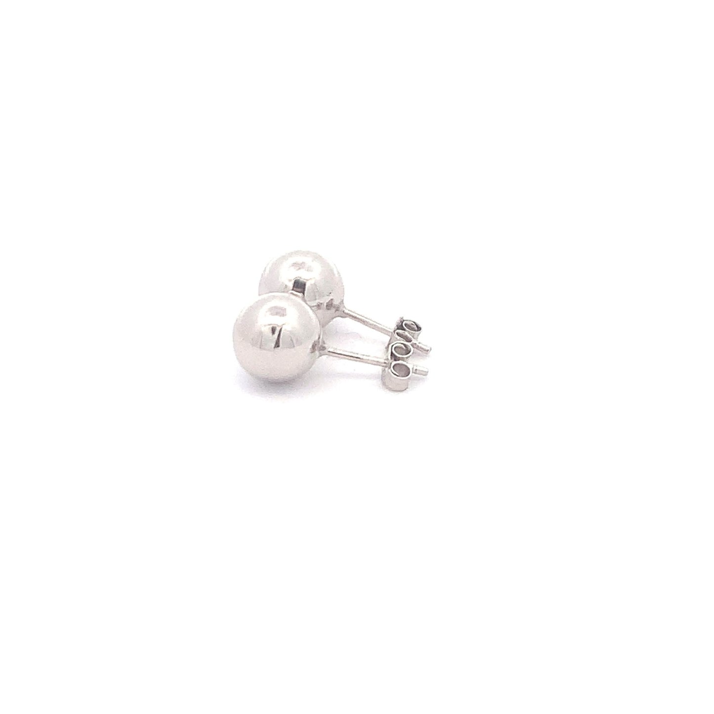 18K White Gold Earrings Stud Balls Polished 1.63 grams - Rafant