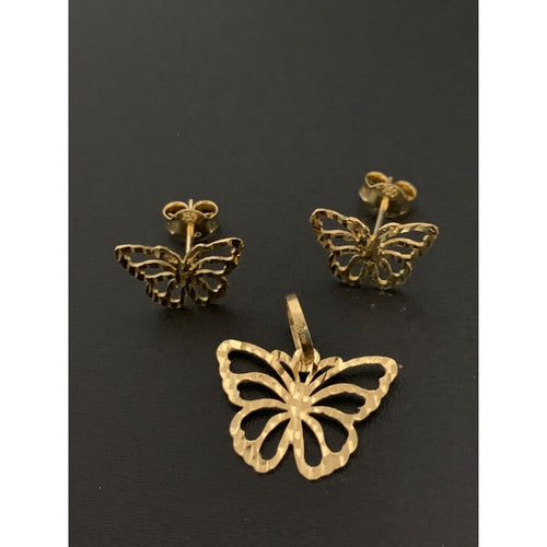 18K Gold Earrings Pendant Butterfly Sets 1.92 grams - Rafant