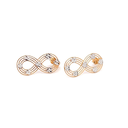 18K Gold Earrings Infinity Post White Yellow Gold 2.12 grams - Rafant