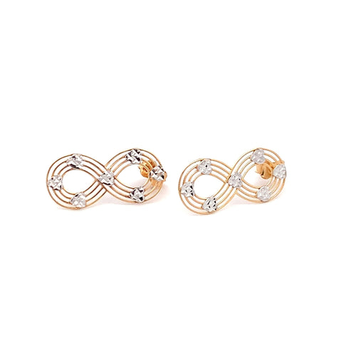 18K Gold Earrings Infinity Post White Yellow Gold 2.12 grams - Rafant