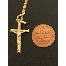 Load image into Gallery viewer, 18K Gold Necklace Chain Rope 17.50 inches with Cross Pendant 1.64 grams with Defects Chain Kinks - Rafant
