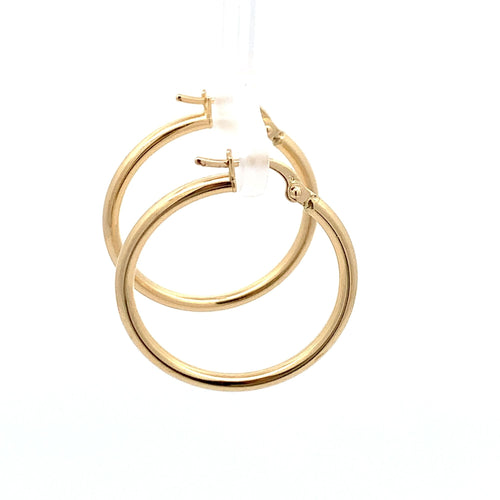 18K Gold Earrings Hoops Polished Plain - Rafant