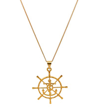 Load image into Gallery viewer, 18K Gold Necklace Chain 17.5 inches Pendant Anchor Wheel 1.29 grams - Rafant
