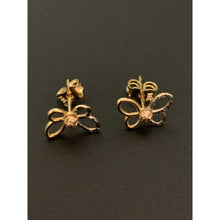 Load image into Gallery viewer, 18K Gold Earrings Stud Butterfly Two Tone White Yellow Gold 1.59 grams Small - Rafant

