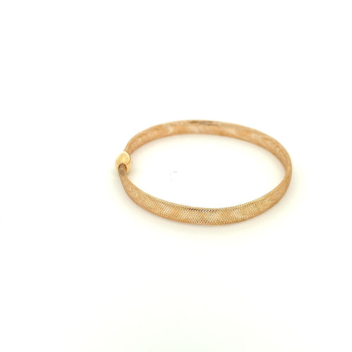 18K Yellow Gold Bracelet Bangle Soft Mesh Stretchable 7 inches - Rafant