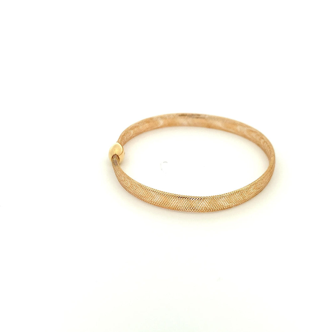 18K Yellow Gold Bracelet Bangle Soft Mesh Stretchable 7 inches - Rafant