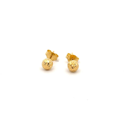 18K Gold Earrings Stud Balls Textured 0.81 grams Small - Rafant