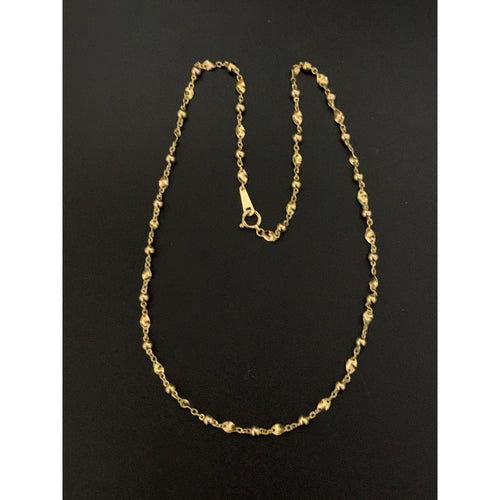 18K Yellow Gold Necklace Chain Beads 16 inches - Rafant