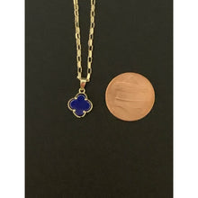 Load image into Gallery viewer, 18K Gold Necklace Chain 18 inches Lapis Lazuli Flower Pendant 2.75 grams - Rafant
