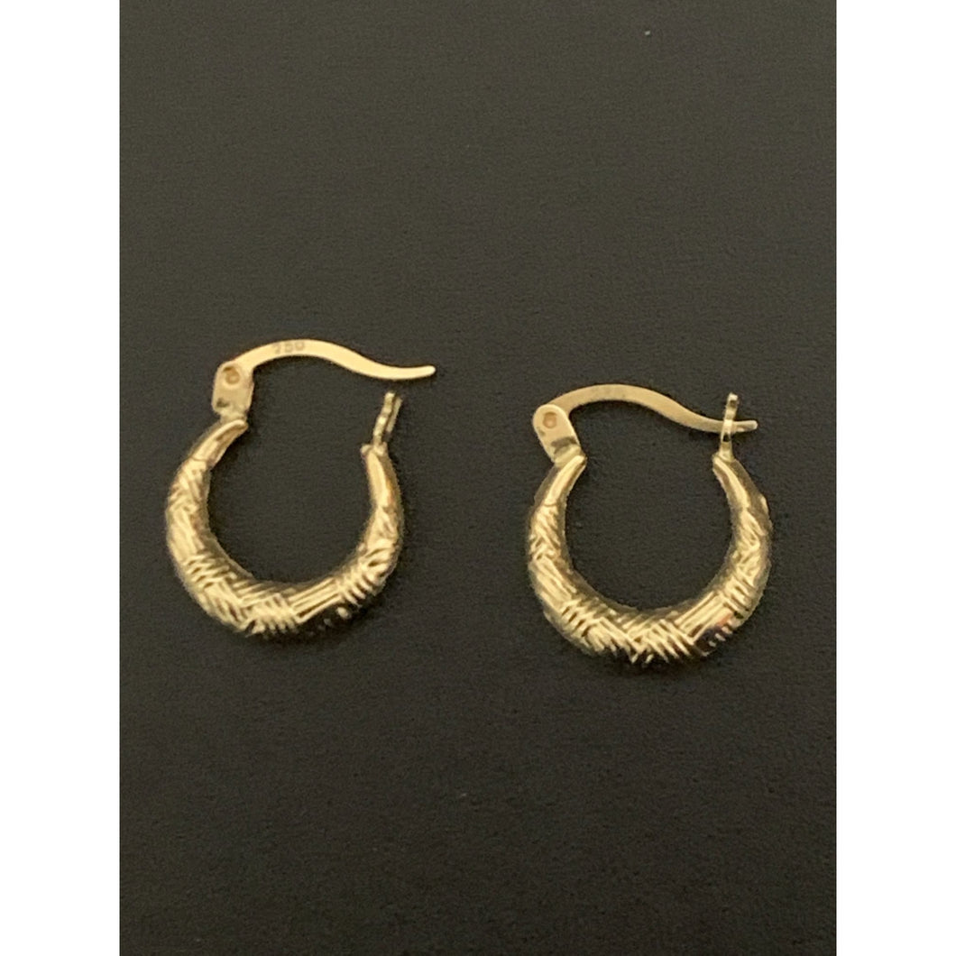 18K Gold Earrings Hoops Loops Small 1.19 grams - Rafant