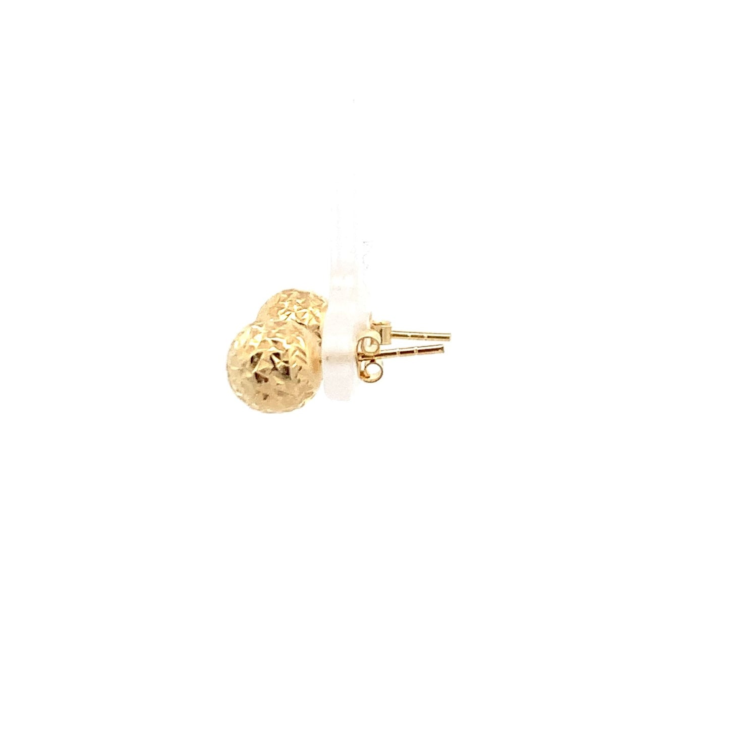 18K Yellow Gold Earrings Stud Ball Textured 1.44 grams - Rafant