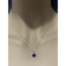 Load image into Gallery viewer, 18K Gold Necklace Chain 18 inches Lapis Lazuli Flower Pendant 2.75 grams - Rafant
