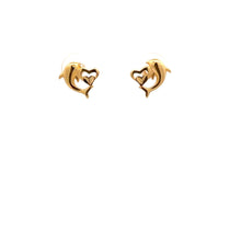 Load image into Gallery viewer, 18K Gold Earrings Stud Heart Dolphin Small 1.07 grams Small - Rafant
