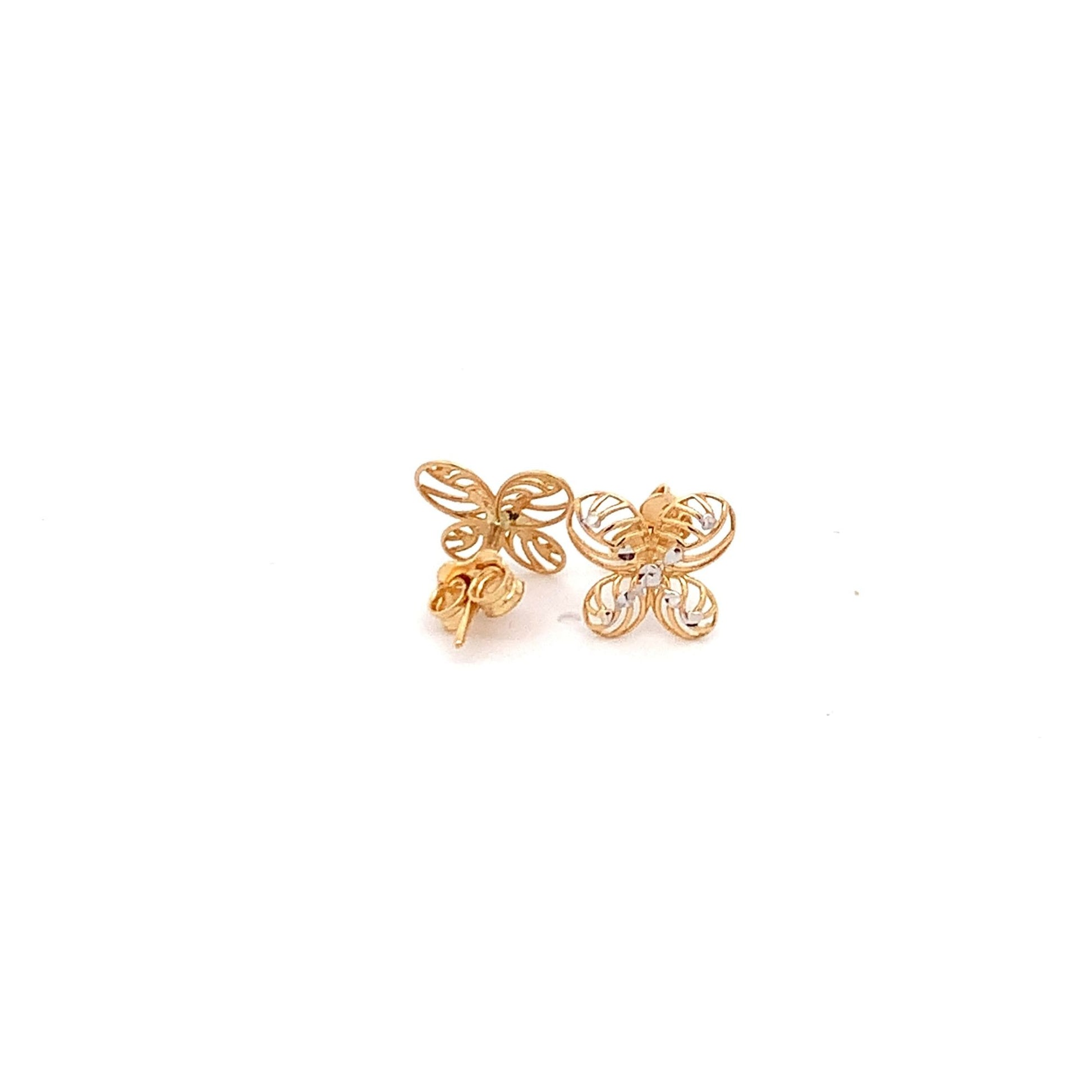 18K Gold Earrings Flower Yellow White 1.27 grams - Rafant