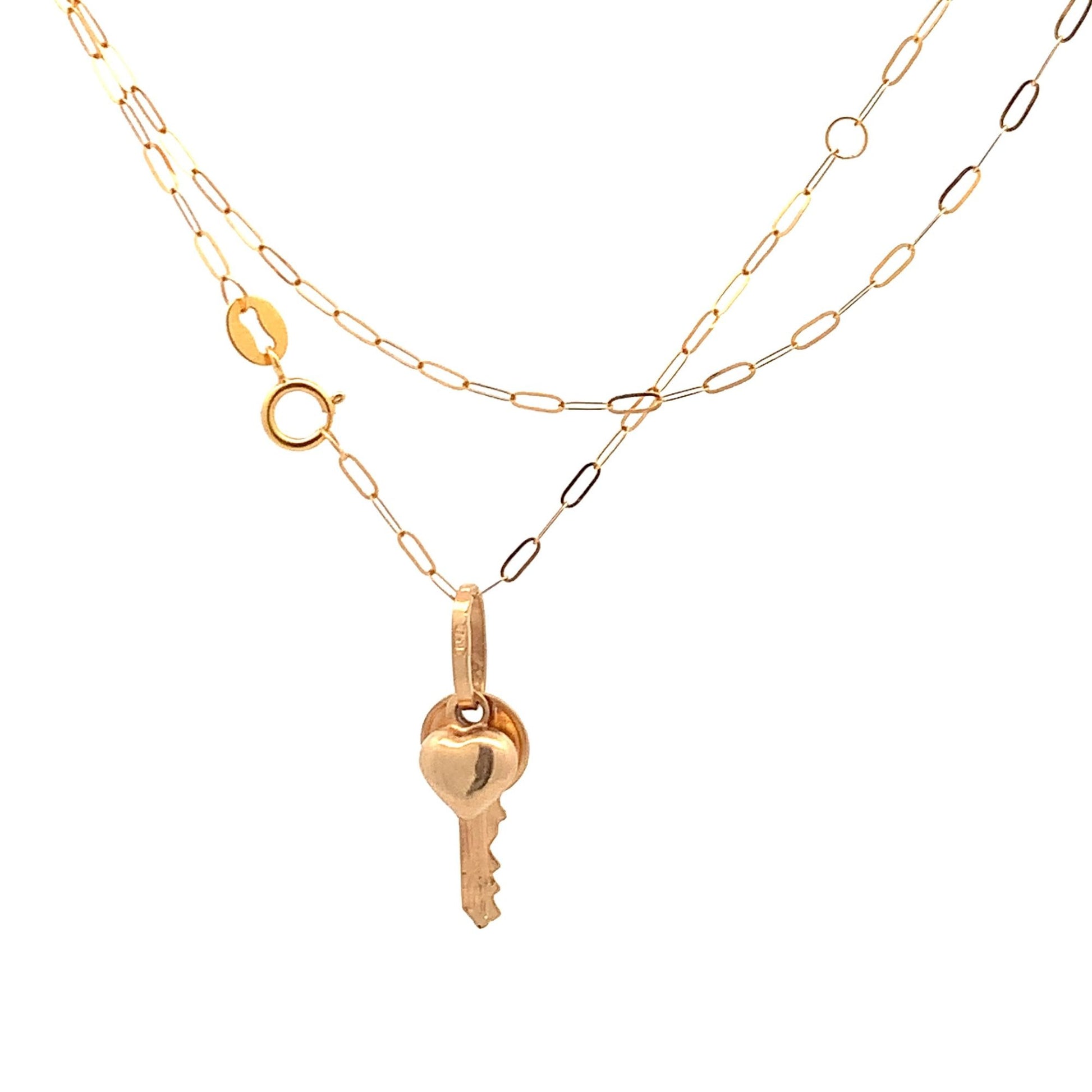 18K Yellow Gold Necklace Chain 18 inches Heart Pendant 1.53 grams - Rafant
