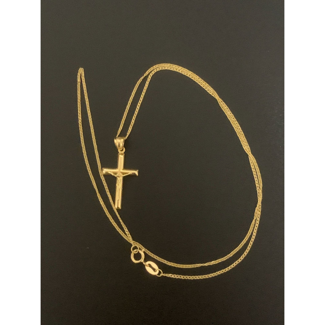 18K Gold Necklace Chain 17.75 inches with Jesus Christ Pendant 1.37 grams - Rafant