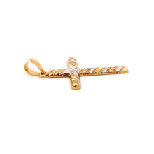 Load image into Gallery viewer, 18K Gold Pendant Cross Religious Tricolor Yellow White Rose Gold - Rafant
