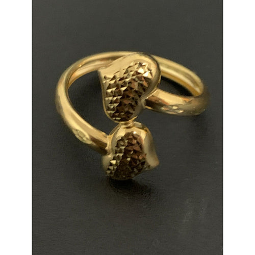 18K Gold Ring Double Heart 1.39 grams S 7.75 - Rafant