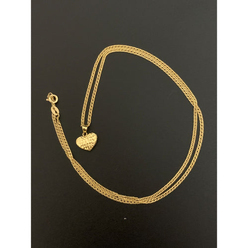 18K Gold Necklace Chain 20 inches with Puffed Heart Pendant 2.88 grams - Rafant