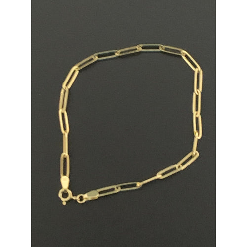 18K Gold Bracelet Paperclips Link 7.5