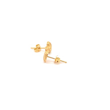 Load image into Gallery viewer, 18K Yellow Gold Earrings Heart Stud Textured Small 1.04 grams - Rafant
