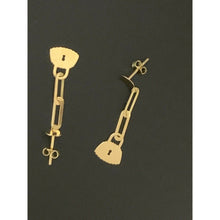 Load image into Gallery viewer, 18K Saudi  Gold Dangling Paper Clips Earrings - Rafant
