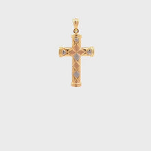 Load and play video in Gallery viewer, 18K Gold Pendant Cross Religious Tricolor  1.56 grams
