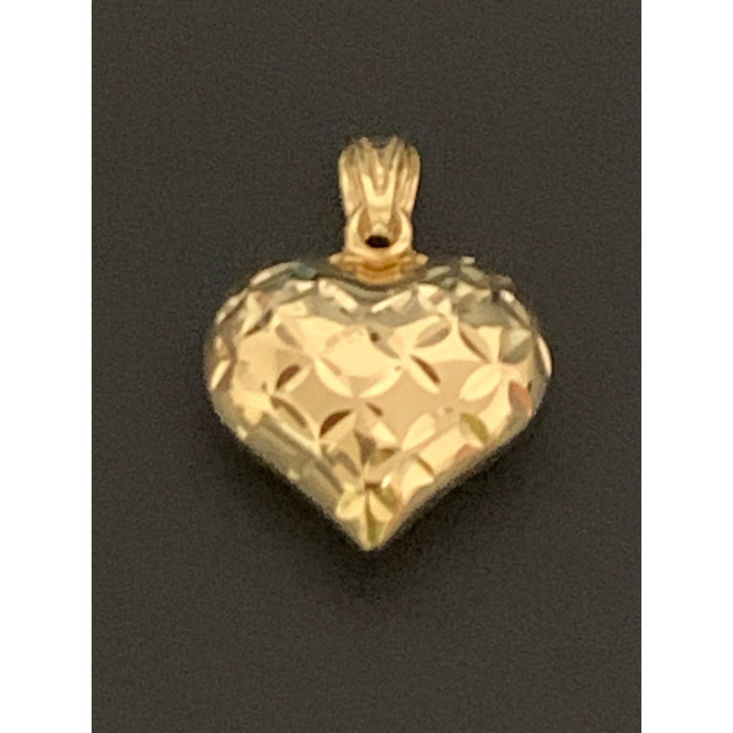 18K Gold Pendant Heart Puffed 2.36 grams - Rafant