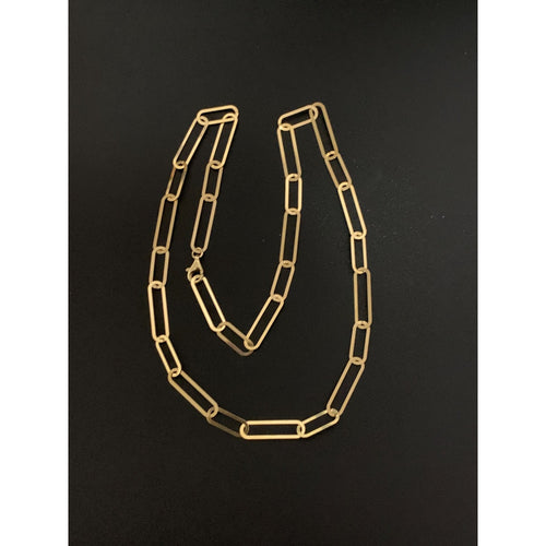 18K Yellow Gold Necklace Chain Paperclips 17.5 inches - Rafant