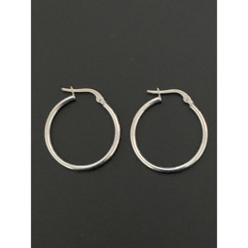 18K Gold Earrings Hoops Loops White Gold 1.38 grams - Rafant