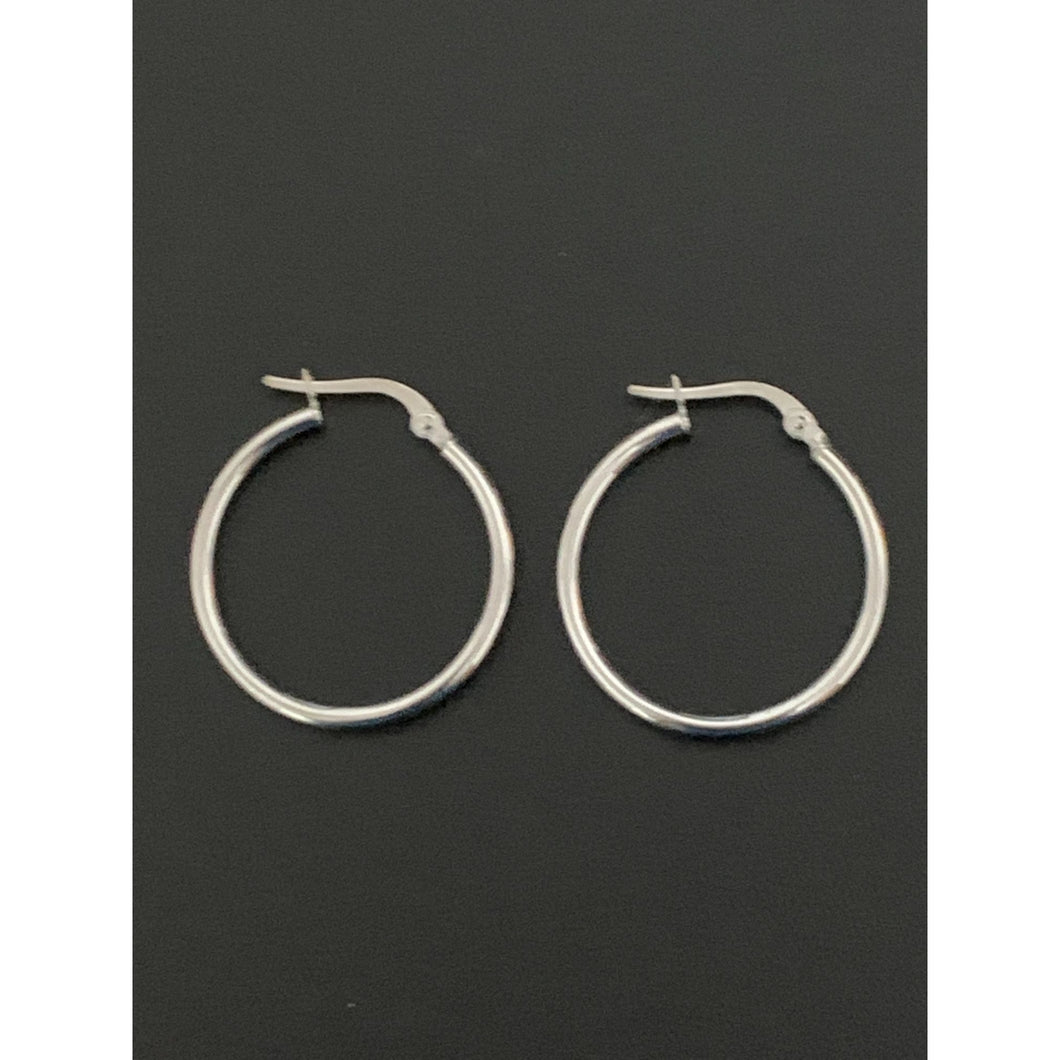 18K Gold Earrings Hoops Loops White Gold 1.38 grams - Rafant