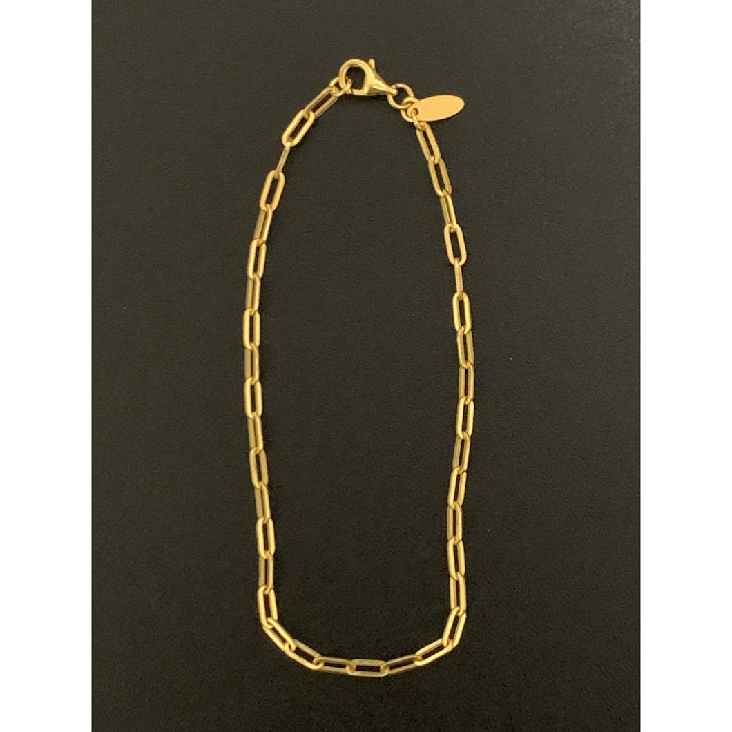 18K Gold Bracelet Paperclips 7 inches 1.43 grams - Rafant