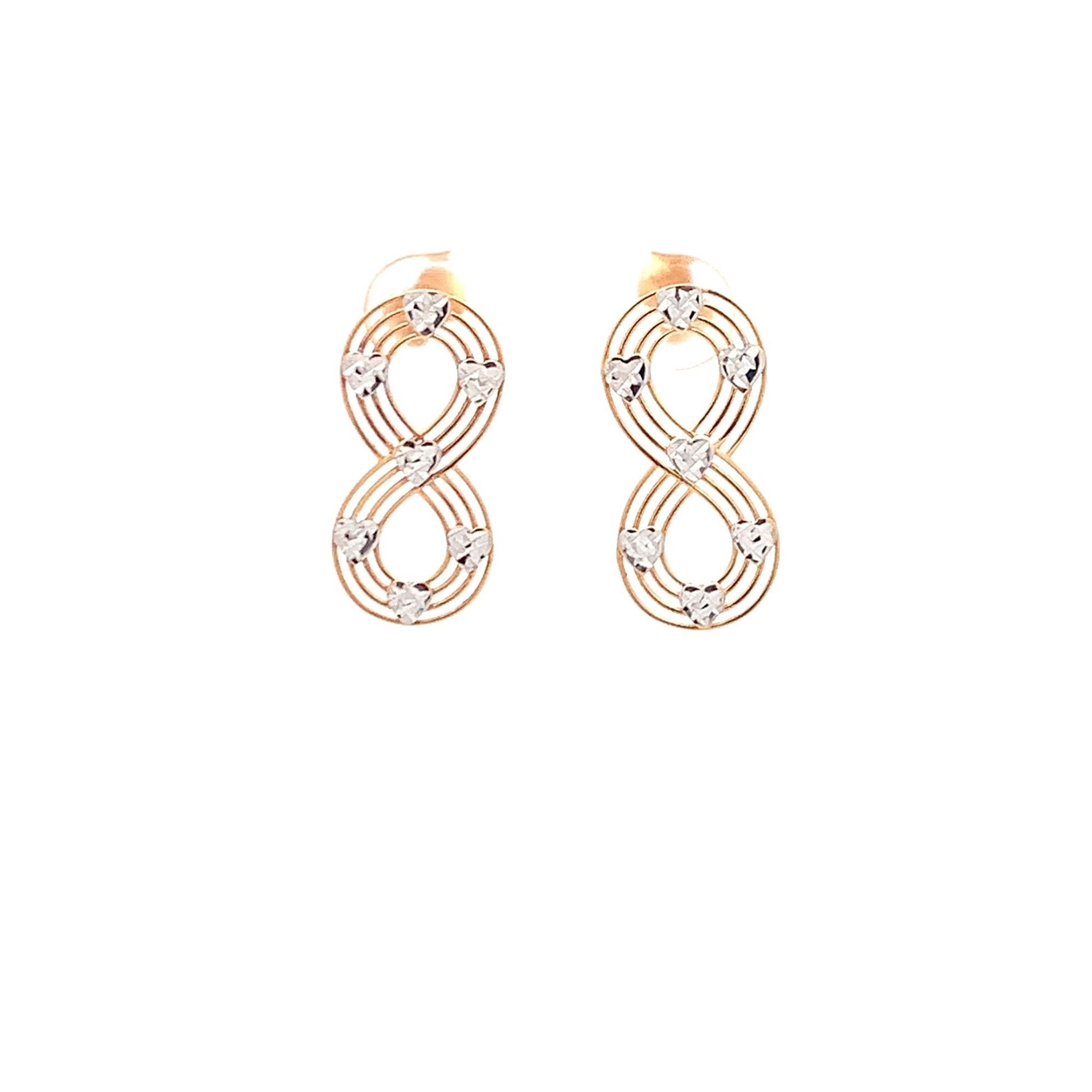 18K Gold Earrings Infinity Post White Yellow Gold 2.12 grams - Rafant