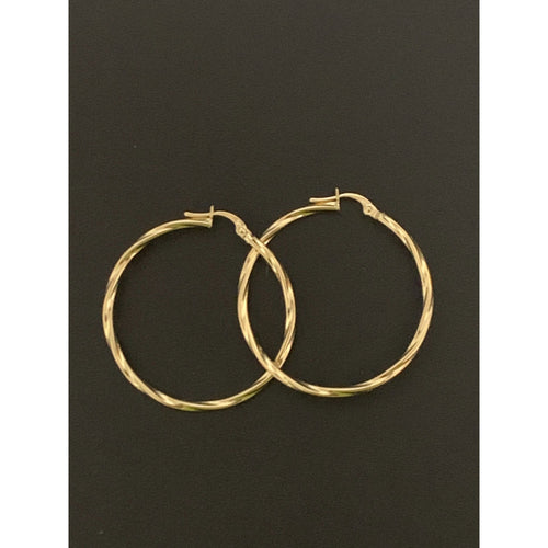 18K Gold Earrings Hoops Loops Twisted 1.62 grams - Rafant