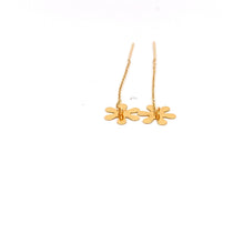 Load image into Gallery viewer, 18K Yellow Gold Earrings Threader Drop Snowflakes 0.33 grams 1.5 inches Very tiny - Rafant
